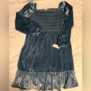 LC Lauren Conrad Smocked Velvet Mini Dress
